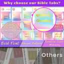 3 x Bible Tabs with Unique Stickers, Gold Foil Laminated Bible Tabs, Bible Tabs for Women, Christian Gifts, Large Print Bible Tabs, Bible Book Index Tabs Labels, Bible Study Supplies (Rainbow)