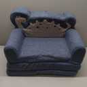 Blissful Diary Kids Couch, 2-in-1 Soft Toddler Couch Fold Out, Toddler Chair Comfy, Convertible Sofa to Lounger, Kids Furniture for Playroom, Gift for Birthday, Children's Day, Blue Dinosaur