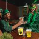 WorldBazaar St. Patrick's Day Disposable Cups 100 pcs Green Shamrock Plastic Drink Cups for Beverages Lucky Irish St. Paddy's Day Party Supplies 12 oz