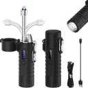 Electric Lighter, USB-C Rechargeable Plasma Arc Lighter with Flexible Neck, Windproof & Waterproof Design, Built-in Flashlight for Candles, Camping, Hiking and Outdoor Adventures (Black)