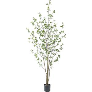 Bellacat 7ft Artificial Citrus Tree with Lifelike Leaves, 84in Faux Citrus Tree with Realistic Trunks, Fake Citrus Tree for Home Office Living Room Bedroom Porch Decor (Black)