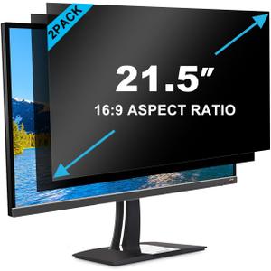 2-PACK 21.5 inch Computer Privacy Screen Filter Suitable for 16:9 Aspect Ratio Widescreen Monitor - Blue Light Filter- Anti-Glare & Anti-Scratch Protector Film ([2-Pack] 21.5" Widescreen (16:9))
