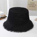 Quanhaigou Frayed Unisex Sun Hats, Fashion Beach Bucket Hat for Men Women,Summer Outdoor Boy's Girls Boonie Cap