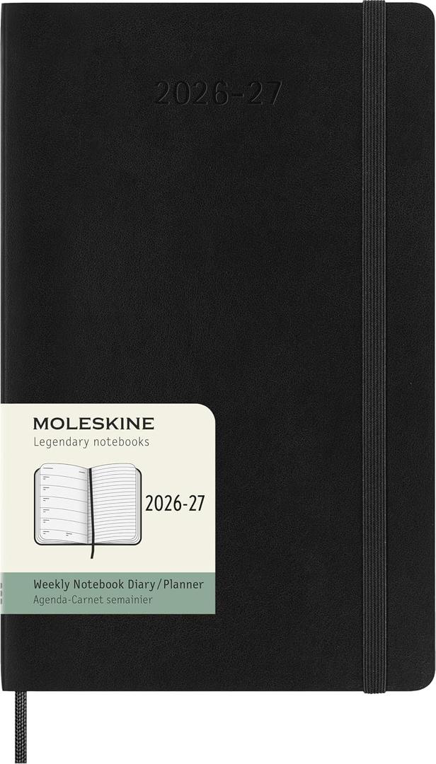 Moleskine Classic 18 Month 2026-2027 Weekly Planner, Soft Cover, Large (5" x 8.25"), Black, 208 pages