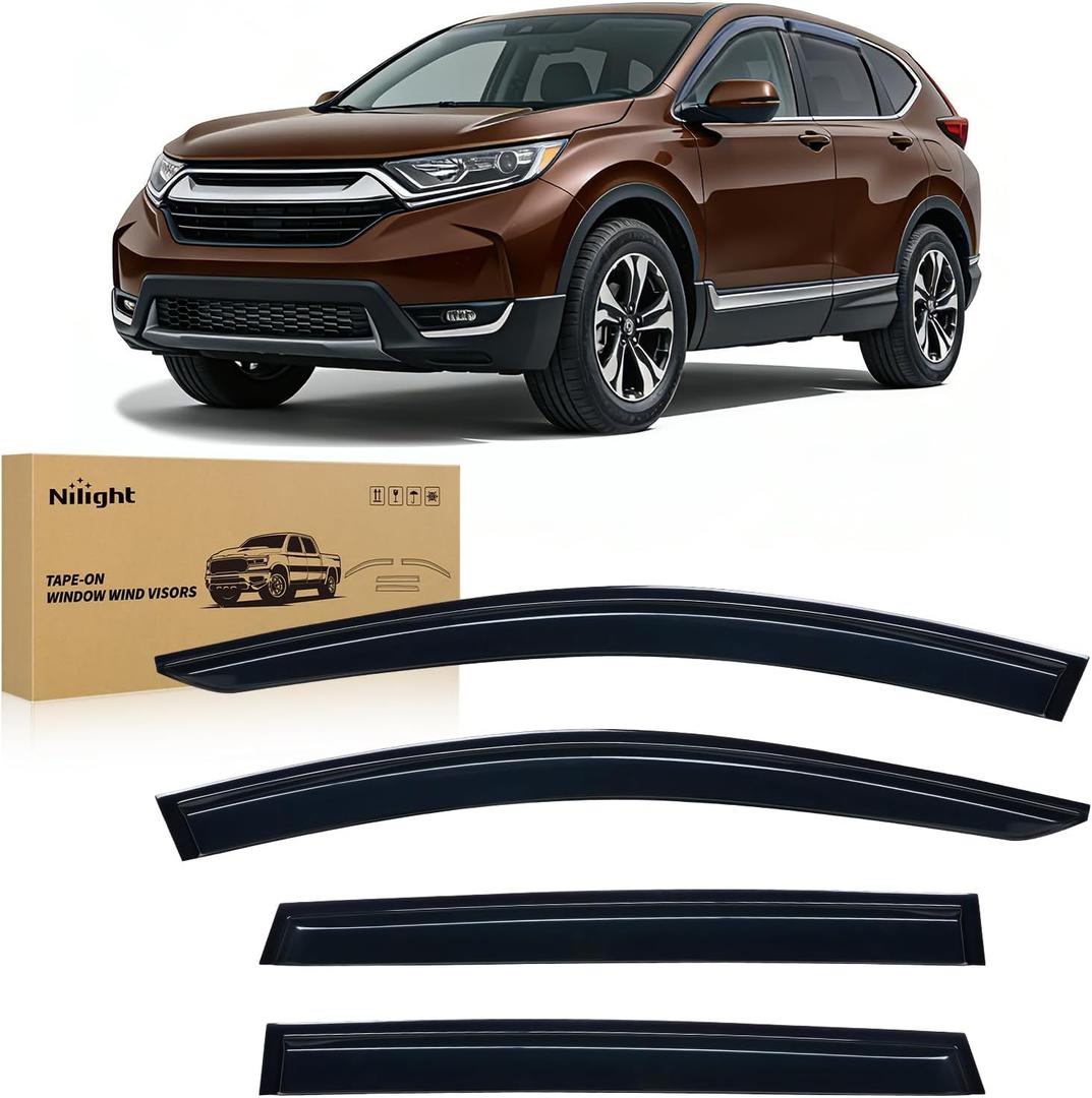 Nilight Window Rain Guards for Honda CR-V(CRV) 2017 2018 2019 2020 2021 2022, Window Wind Deflectors Vent Visors, Tape on-4PCS