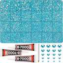 31000Pcs Turquoise Rhinestones for Bedazzling, 2-6mm Mixed Sizes Resin Crystals, Bedazzled Flatback Blue Zircon Stones Gemstones Gems Jewels Diamonds with B7000 Glue for Crafting Clothes Crafts