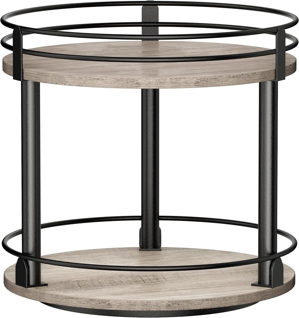 Lazy Susan Organizer, 2 tier Rotating Spice Rack, Lazy Susan 360 Degree Turntable Spice Holder Rack for Cabinet and Kitchen Countertop, Makeup Skincare Organizer Rack, Greige (10.14"D x 10.14"W x 10.7"H)