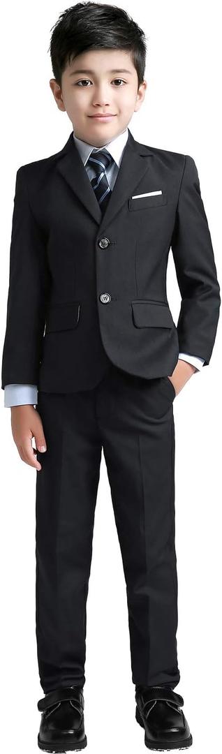 YuanLu Boys Suit for Kids Tuxedo Wedding Ring Bearer Outfit Boy Formal Suits 5 Piece Slim Fit Dresswear Suit Set (7 Years, Black2)