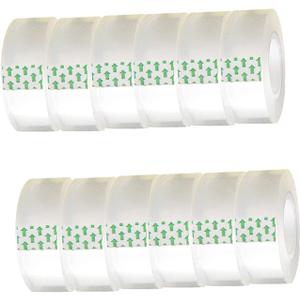 WUKAKA 12 Pack Transparent Tape Clear Tape Refills Rolls Each Roll 3/4 x 1000 Inches, 1 inch Core, for Office, Home, School