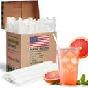 Glotoch Express 500PCS Individually Wrapped Clear Plastic Straws, 7.75'' Long, 0.24'' Diameter Disposable Drinking Straws for Every Occasion, Party, Made in USA