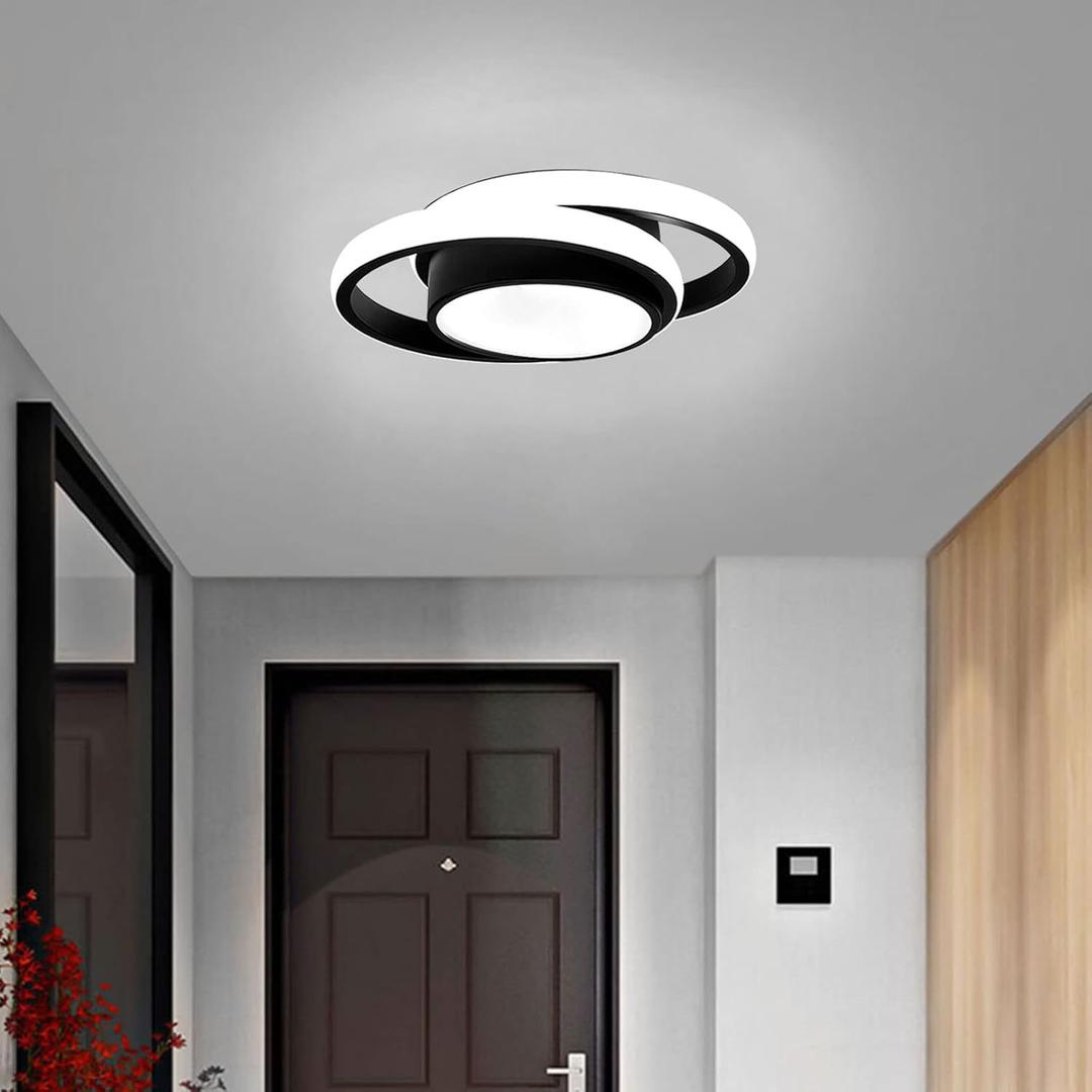 Small Modern LED Ceiling Light,2 Rings Creative Design Ceiling Lamp Home Indoor Lighting Fixtures for Hallway Living Room Bedroom Kitchen Office (Cool White,6000K)