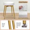 360 Swivel Vanity Stool, Vanity Chair Stools for Makeup Room, Round Faux Leather Makeup Chairs, Modern Small Ottoman Foot Rest with Metal Legs for Living Room, Bedroom, White&Gold