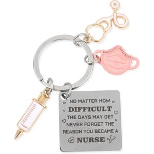 Nurse Graduation Appreciation Keychain, Medical Assistant Key Chain for Women, Funny Mask Injection Nursing Student Practitioner Presents, Female Doctor Work Week Gift for Birthday Thanksgiving