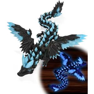 GemmiCho 3D Printed Dragon with Wings Glow in The Dark, 11" 3D Dragon Toys for Kids, 3D Dragon for Stress Relief, 3D Printed Animals Figurines Fidget Dragon Toys for Boys Kids Teen 5-7 4-6 8-12