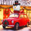 Christmas Car Decorations 35.4'' Large Inflatable Snowman Santa Claus Hat with Arm Outdoor Car Exterior Decor for Automobiles Cute Funny Christmas Decoration Suitable for Most Vehicle Model