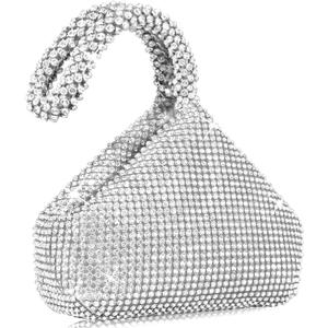 Women's Evening Bag- Upgraded Larger Size Full Rhinestones Bling Wrist Clutch Purse for Party Wedding Date Night