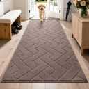 PURRUGS Dirt Trapping Door Mat 32" x 70", Non-Slip Machine Washable Entry Rug, Dog Doormat, Indoor Front Door Mat, Super Absorbent Entryway Rug for Muddy Shoes & Paws, Grayish Brown