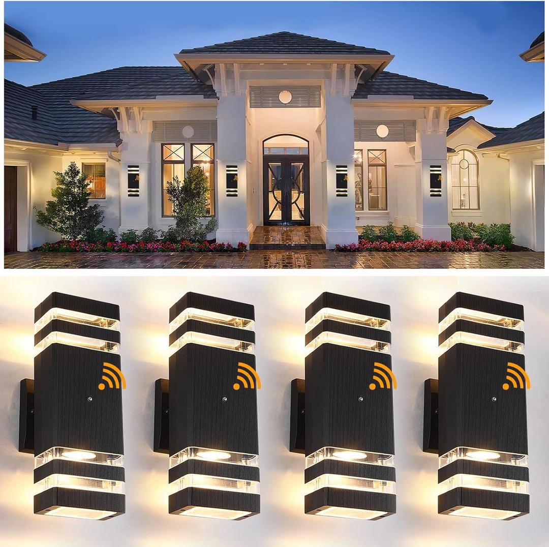 Dusk to Dawn Sensor Outdoor Wall Lights 4 Pack, Up and Down Lights Outdoor Wall Sconces, Aluminum Waterproof Outside Lights for House Porch Hallway Patio Garage