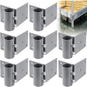 Dock Pipe Brackets Sleeve Holder Heavy Duty Marine Grade Hardware for Floating Docks, Grey Galvanized Steel 5x5 Inch Mounting Plate, 8 Pack
