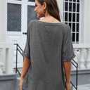 UNCLECAT Women's V Neck Oversized T-Shirts Summer Short Sleeve Shirts Loose Casual Tops Tee (Large, Dark Grey)
