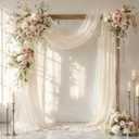Wedding Arch Draping Fabric 28" x19FT, Sheer Chiffon Fabric Backdrop, 1 Panel Ivory Drapes for Wedding Ceremony Decor, Decorative Arch Drapery for Birthday Party Ceiling Curtain Backdrop