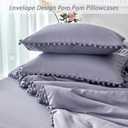PERFEMET 5-Piece Purple Bed in A Bag Queen Size Boho Cute Grayish Purple Pom Pom Comforter Set with Sheets Soft Lightweight Girls Bedding Set(Grayish Purple, Queen)