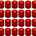 LANKER 24 Pack Flameless Led Tea Lights Candles, Flickering Red Battery Operated Electronic Fake Candles, Decorations for Wedding, Party, Christmas, Halloween (Red)