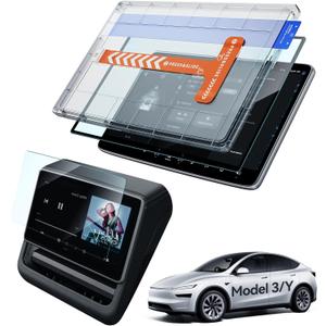 Screen Protector Matte for 2026 2025 Tesla Model Y Juniper& 2024 2025 Model 3 Highland [No Glare, No Fingerprints] Accessories 15.4''Navigation& 8.4''Rear Protector Tempered Glass-2 Pack (Transparent)
