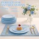 7 Inch Blue Plastic Plates, 100 Count Disposable Heavy Duty Dessert Plates, Disposable Blue Salad Plates,Premium Hard Plates for Party, Weddings & Events