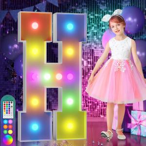 Imprsv 4FT Colorful Marquee Letters H, 18 Colors Large Light up Letters Alphabet Sign with Remote, Large Marry Me Sign, Birthday Party Decorations Anniversary Wedding Decoration