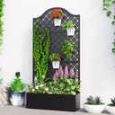 Metal Planter Box with Trellis & Privacy Screen, 79"x40"x11.8", Galvanized