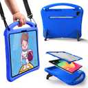 Bam Bino Space Suit Kids Case for iPad Pro 12.9" 3rd/4th/5th/6th Generation (2018-2022) Models [Not for iPad Pro 12.9 1st/2nd Gen] Screen Guard, Handle, Shoulder Strap, Pencil Holder (Galactic Blue)