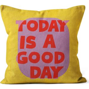 SiuSue Eclectic Decor - Trendy Funky Today is a Good Day Pillow Covers 18x18, Eclectic Maximalist Throw Pillows Covers for Couch Sofa, Maximalist Decor (Yellow)