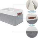 6 Pack Fabric Storage Baskets for Shelves , Closet Storage Bins for Shelves, Fabric Baskets for Organizing with Handles for Home and Office (White with Grey,15" L*10.2" W*9" H)