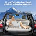 KMZ SUV Air Mattress Thickened Double Flocking Camping Mattress Upgraded Portable Sleeping Car pad Comfortable Inflatable Travel Bed with External Pump and 2 PillowsOff-White and Light Gray, Full