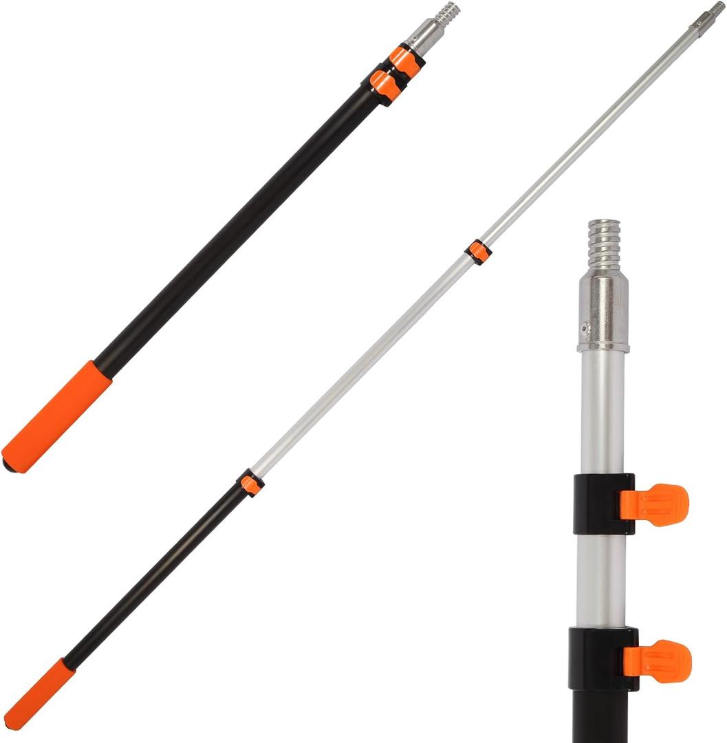2.4–6 FT Telescoping Extension Pole, Lightweight Aluminum Extendable Paint Roller Pole for Painting, Dusting, Window Cleaning, Sturdy Extension Pole with Foam Grip, 6 FT Orange