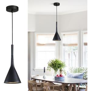 KCO Lighting Farmhouse Black Cone Pendant Light 1-Light Small Industrial Kitchen Island Pendant Lighting Mid Century Barn Ceiling Pendant Light Fixture Mini Adjustable Hanging Lamp