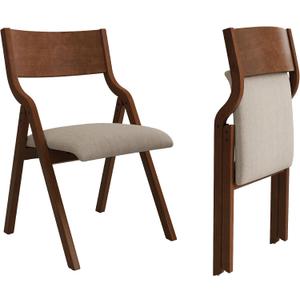 Ball & Cast Upholstered Folding Chairs Set of 2,with Padded Seat,Wooden Portable Dining Chairs W/Ergonomically Designed Back and Cushion,Easy Carry,No Need to Install,for Kitchen,Office,Walnut, 21.5 x 19.0 x 34.0 inches