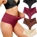 LEVAO 4-Pack Women Tummy Control Thong High Waist Seamless Underwear