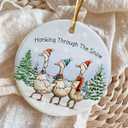 4 x Glow Duck Ornaments for Christmas Tree - 2024 Ceramic Ornament, Farm Animal Ornaments for Christmas Tree Decorations, Duck Decor (Goose)