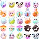 24 Pack Easter Gifts for Kids - 3D Jungle Animal Pop Fidget Toy with Gift Cards for Kid Boys Girls, Party Favors School Classroom Gifts Exchange Goodie Bags Prefilled Easter Eggs Stuffers