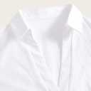 Women's Ruched Button Down Shirt Collar V Neck Short Sleeve Slim Fit Blouse (L)