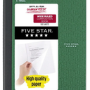 Five Star Composition Book/Notebook, Wide Ruled Paper, 100 Sheets, 9-3/4" x 7-1/2" (Green) Pack Of 2