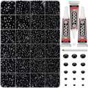 33000Pcs Black Rhinestones for Bedazzling, Bedazzler Kit with Flatback Craft Rhinestones Black Bulk and B7000 Glue, 2, 3, 4, 5, 6mm Resin Flat Back Crystals for Craftings, Crafts, Clothes, Shoes, Nails