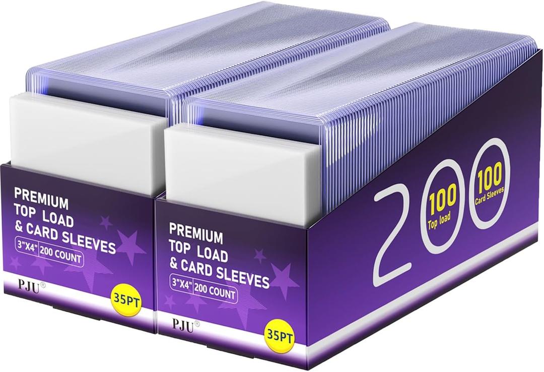 400 Card Sleeves Top Loaders for Cards, Toploaders Premium Baseball Card Sleeve Hard Plastic, 3" x 4" Trading Cards Holder, Sports Protectors(200 Toploaders + 200 Penny Sleeves)