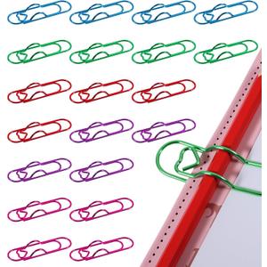 20PCS Pen Clips for Notebook, 5 Colors Heart Pen Clip for Notebook, Suitable for School Office Supplies (Pink Red Purple Green Blue)
