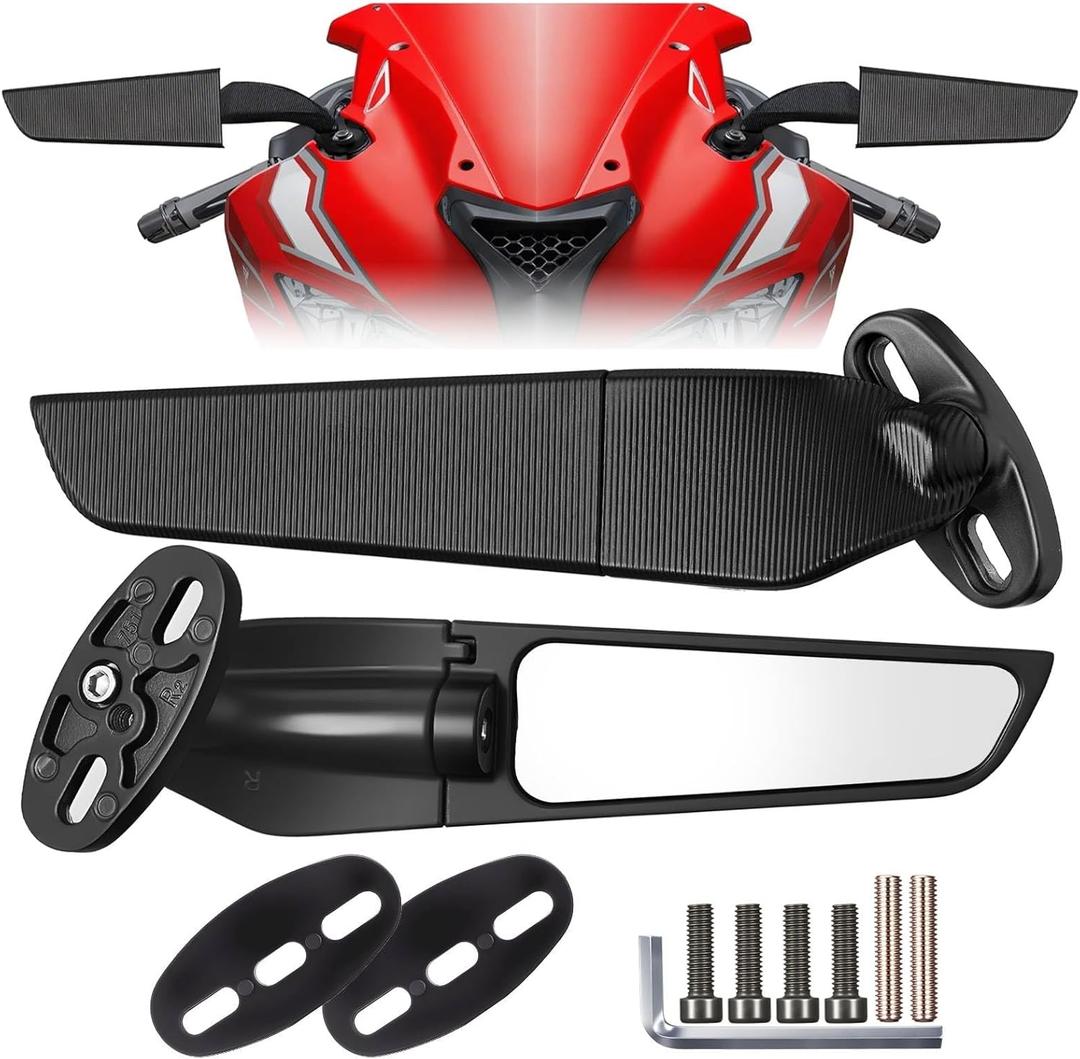 Motorcycle Mirrors Large Size Stealth Wind Wing Side Fit For 2025 Kawasaki Ninja 650/500/400/300,ZX6R/ZX10R/ZX4RR/ZX14R & Suzuki GSXR 1000/600/750