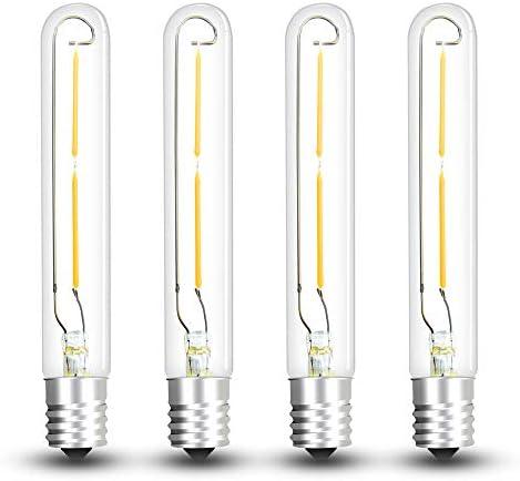 Bonlux LED T6.5 Exit Sign Clear Light Bulbs, 2W E17 Intermediate Base T6.5 LED Appliance Bulb (20W Incandescent Equivalent) for Refrigerator Freezer, Daylight 6000K (4-Pack,E17 Base)