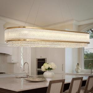 Gold Oval Crystal Chandelier L47.2 inch, 18-Lights Gold Chandeliers Modern Crystal Chandelier Pendant Light Fixture E12 Lights Pendant Ceiling Light for Dining Living Room Kitchen Island, Rectangle L47.2'