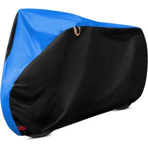 Bike Cover Outdoor All Weather Waterproof Rain Sun UV Dust Wind Proof with Lock Hole for Mountain & Road Bikes with Storage Bag XL (Black & blue, 79 x 27.5 x 44 inches)